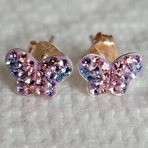 Charming Girl Crystal Butterfly Stud Earrings